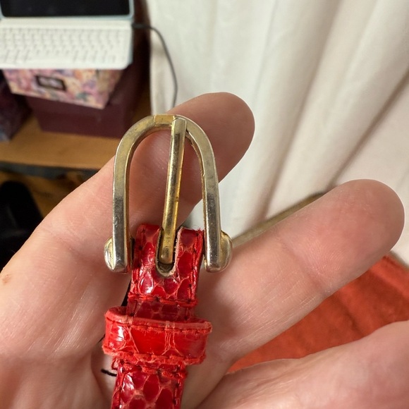 Vintage Harve Bernard Women’s Belt Red Genuine Snake Skin 33" +Buckle - Thailand - Picture 3 of 4